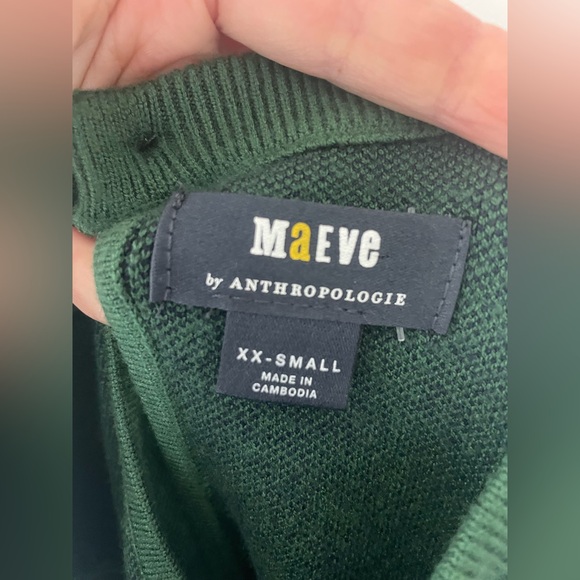 Anthropologie Maeve Harmon Jacquard Sweater Tee Top Green & Blue Stripe XXS - Picture 4 of 8